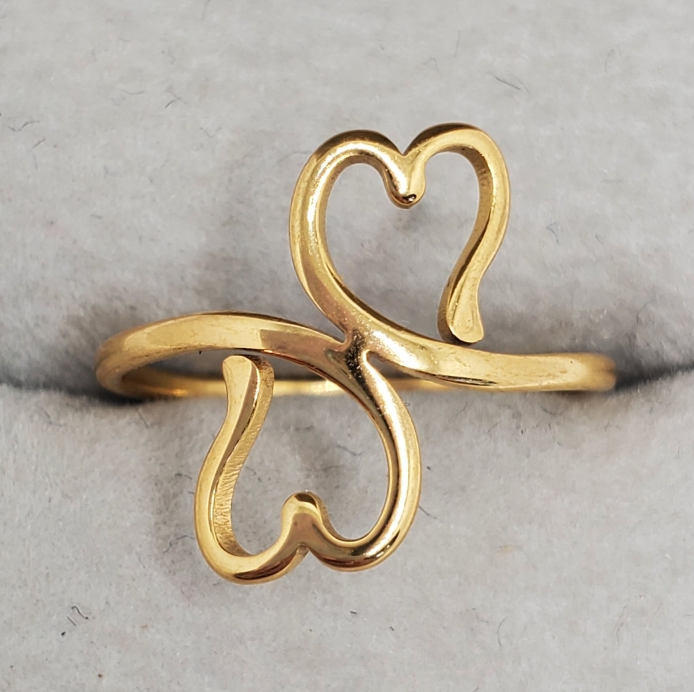 Gold Ring Heart Ring Bypass Ring